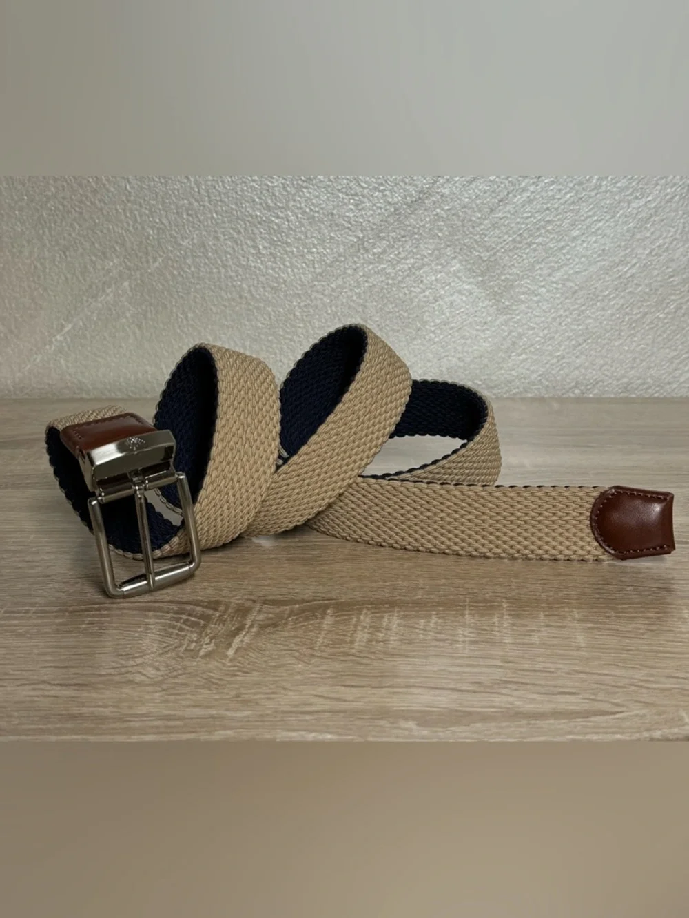 Men's Dockers® 2-in-1 Reversible Khaki/Navy Stretch Braided Web Mens Belt Sz XL